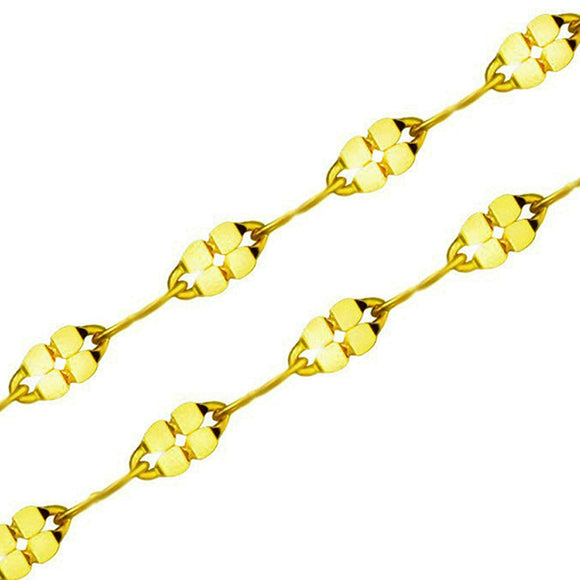 RINYIN Fine Jewelry Genuine 18K Yellow Gold Necklace Pure AU750 Heart Clover Chain 16