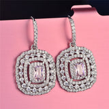 Eardrop Earrings For Women S925 Sterling Silver Topaz Temperament Elegant White & Pink Diamant Wedding Brincos Fine Jewelry