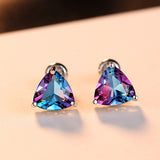 CZCITY Luxury Rainbow Topaz Stud Earrings Real 100% 925 Sterling Silver Fashion Women Earring Jewelry Wholesale