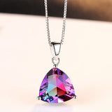 CZCITY Rainbow GemSton Pendant 5.79ct Mystic Purple Rainbow Fire Topaz 925 Sterling Silver Necklaces & Pendants Women Jewelry