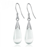 OMHXZJ Wholesale Fashion jewelry Girl woman man Men Red agate Drops water Opal cat's eye 925 sterling silver Stud earrings YS08