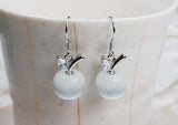 OMHXZJ Wholesale Fashion jewelry Girl woman man Men Red agate Drops water Opal cat's eye 925 sterling silver Stud earrings YS08