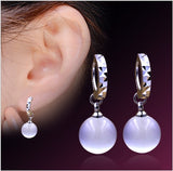 OMHXZJ Wholesale Fashion jewelry Girl woman man Men Red agate Drops water Opal cat's eye 925 sterling silver Stud earrings YS08