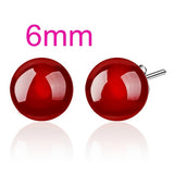OMHXZJ Wholesale Fashion jewelry Girl woman man Men Red agate Drops water Opal cat's eye 925 sterling silver Stud earrings YS08