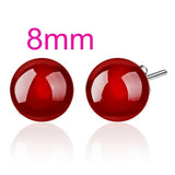 OMHXZJ Wholesale Fashion jewelry Girl woman man Men Red agate Drops water Opal cat's eye 925 sterling silver Stud earrings YS08
