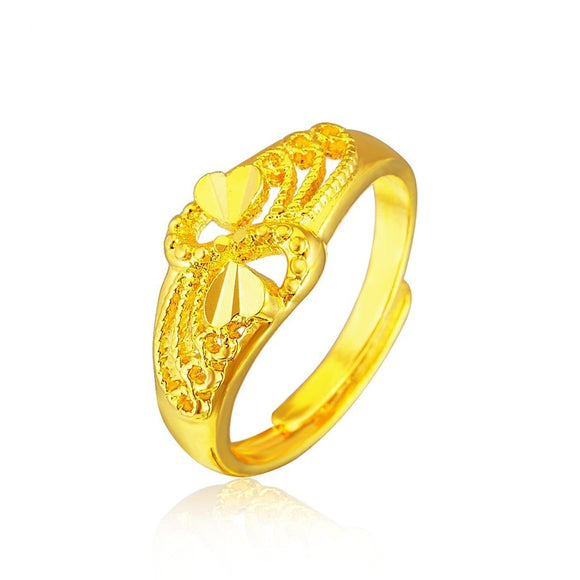 High Quality New Fashion 24K Jewelry Ring Heart-shaped Design Neutral Wedding Exquisite Jewelry Accessories