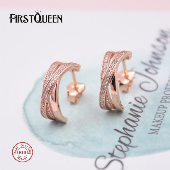 FirstQueen Rose Gold European Brand Vintage Earrings Ear Rings Brinco Feminino 2017 Christmas Gift Fine Jewelry
