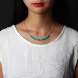 LouLeur 14K gold Turquoise necklace handmad DIY temperament natural green Turquoise beads necklace for women fashion jewelry