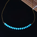 LouLeur 14K gold Turquoise necklace handmad DIY temperament natural green Turquoise beads necklace for women fashion jewelry