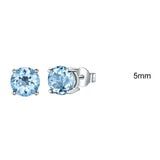 UMCHO Genuine 925 Sterling Silver Stud Earrings for Women Sky Blue Topaz Earrings Fine Jewelry Blue Gemstone Wedding Party Gift