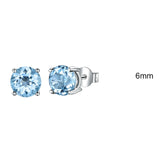 UMCHO Genuine 925 Sterling Silver Stud Earrings for Women Sky Blue Topaz Earrings Fine Jewelry Blue Gemstone Wedding Party Gift