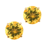 GemStoneKing 0.52 Ct Round 4mm Natural Yellow Natural Citrine Gemstone Stud Earrings 14K Yellow Gold Fine Jewelry For Women