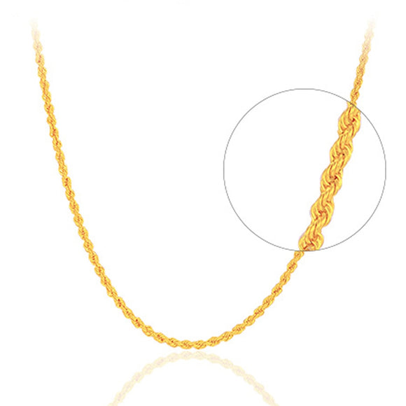 RINYIN Fine Jewelry Genuine 18K Yellow Gold Necklace Pure AU750 Twisted Singapore Chain 16