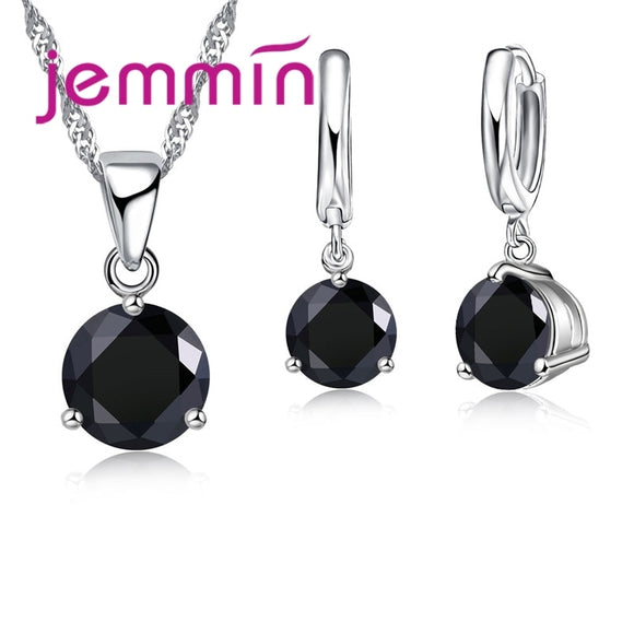 Jemmin Fast Shipping 925 Sterling Silver Weddings/ Engagements Necklace Pendant Earrings Sets For Women Fashion Jewelry