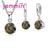 Jemmin Fast Shipping 925 Sterling Silver Weddings/ Engagements Necklace Pendant Earrings Sets For Women Fashion Jewelry