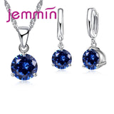 Jemmin Fast Shipping 925 Sterling Silver Weddings/ Engagements Necklace Pendant Earrings Sets For Women Fashion Jewelry