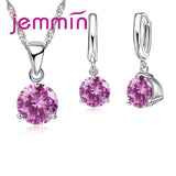 Jemmin Fast Shipping 925 Sterling Silver Weddings/ Engagements Necklace Pendant Earrings Sets For Women Fashion Jewelry