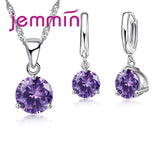 Jemmin Fast Shipping 925 Sterling Silver Weddings/ Engagements Necklace Pendant Earrings Sets For Women Fashion Jewelry