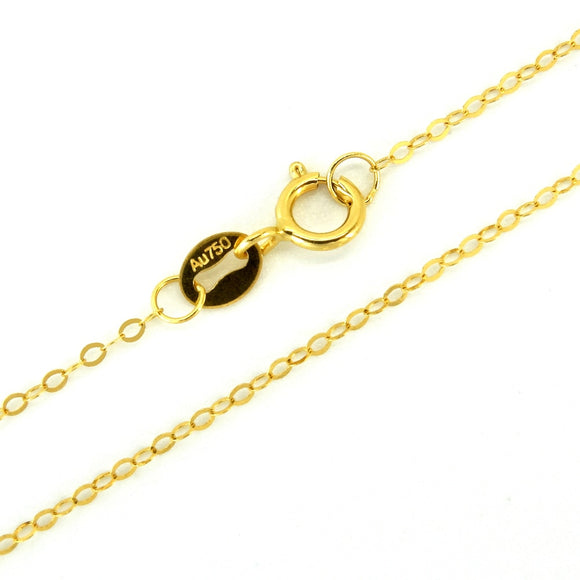 RINYIN Genuine 18K Yellow Gold Necklace Pure AU750 Cute Rolo Chain 1mm Width 16