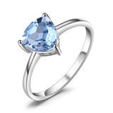 JewelryPalace Trillion 1.5ct Natural Sky Blue Topaz Birthstone Combination Ring Pure 925 Sterling Silver Senior Ladies Jewelry