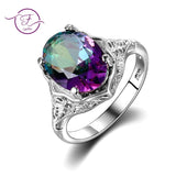 High Quality Genuine Rainbow Fire Mystic Topaz Ring Solid 925 Sterling Silver Jewelry Best Gift For Women Fine Jewelry Wholesale