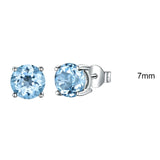 UMCHO Real 925 Sterling Silver Jewelry Created Russian Sky Blue Topaz Stud Earrings Elegant Anniversary For Women Birthday Gifts