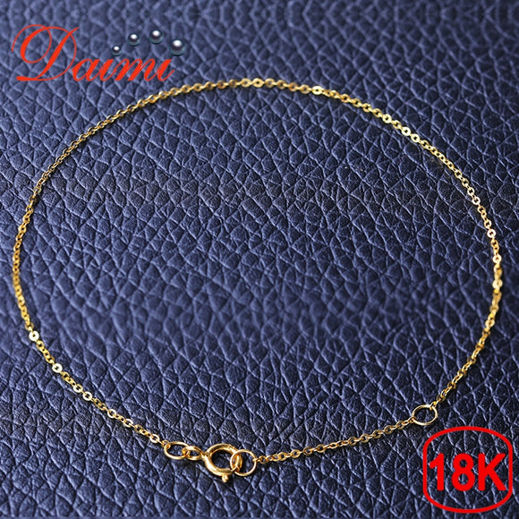 DAIMI Pure Gold Bracelet Chain 18K Yellow Gold Chain Adjustable 16cm-18cm Bracelet Chain Jewelry Gift