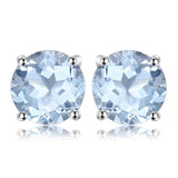 JewelryPalace Sky Blue Topaz 925 Sterling Silver Combination Stud Earrings For Women Beatuiful Jewelry 2018 New Hot Sale