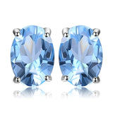 JewelryPalace Sky Blue Topaz 925 Sterling Silver Combination Stud Earrings For Women Beatuiful Jewelry 2018 New Hot Sale