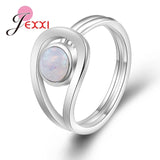 JEMMIN New Arrival Unique Design 925 Sterling Silver Rings Gorgeous Halo Opal Women Wedding Engagement Anniversary Jewelry