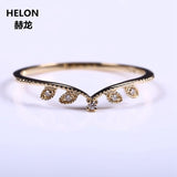 Vintage Solid 10k Yellow Gold Rose Gold Certified Natural Diamonds Ring Women Engagement Wedding Band Thin Elegant Ring