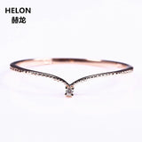 Vintage Solid 10k Yellow Gold Rose Gold Certified Natural Diamonds Ring Women Engagement Wedding Band Thin Elegant Ring
