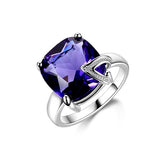 Charm 13x13MM Large Stones Natural Purple Amethyst Rings 100% Genuine 925 Sterling Silver Women Fashion Jewelry Gift Promotion