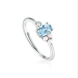 New popular 925 jewelry with egg-shaped powder crystal blue topaz freshwater pearl ring fashion wild ring female. J0116