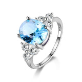 Multicolor Women's Rings With Oval Gemstone Topaz Stones 925 Sterling Silver Jewelry Ring Wedding Party Christmas Gift Wholesale