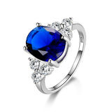 Multicolor Women's Rings With Oval Gemstone Topaz Stones 925 Sterling Silver Jewelry Ring Wedding Party Christmas Gift Wholesale
