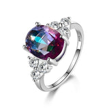Multicolor Women's Rings With Oval Gemstone Topaz Stones 925 Sterling Silver Jewelry Ring Wedding Party Christmas Gift Wholesale
