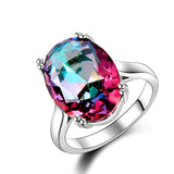 Elegant Natural Amethyst Silver Ring Oval 13MMX18MM Dark Purple Multicolor 925 Jewelry Rings For Women Fashion Anniversary Gift