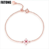 Fashion new 925 sterling silver topaz tourmaline hibiscus stone rose gold bracelet female J090