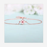 Fashion new 925 sterling silver topaz tourmaline hibiscus stone rose gold bracelet female J090