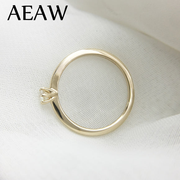 AEAW DF Moissanite Diamond 3mm Engagement Solarite  Ring for Women in 14K Yellow Gold