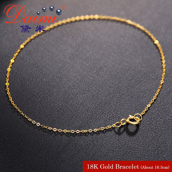 DAIMI Pure Gold Bracelet Chain 18K Yellow Gold Chain Light Chain Gold Bracelet