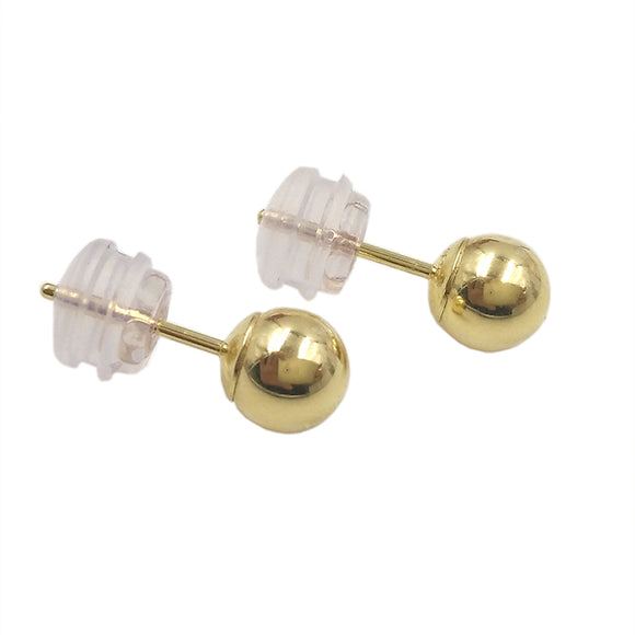 Classic Minimalist Ball 18K Gold bead Stud earring for womens man girls Diameter 3 4 5mm optional real Au 750 stud earring
