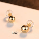 CZCITY Luxury Brand Charm Authentic Pure 18k Yellow Gold Round Bead Ball Stud Earrings For Women Daily Wear Gold Earring Jewelry