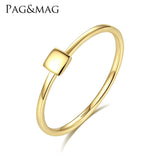 PAG&MAG New Luxury Real 14K Yellow Gold Rings for Women Minimalist Au585 Square Design Anniversary Finger Ring Fine Jewelry 2019