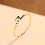 CZCITY Classic Pure 14K Gold Heart Wedding Rings for Women Thin Round Romantic Female Rings Yellow Gold Jewelry Carving Au585