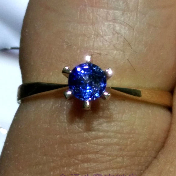 0.28 Carat VS Sapphire ring 18K Yellow Gold Engagment Ring Corn Blue Gemstone Valentine gift for Girlfriend Student Promise Tiny