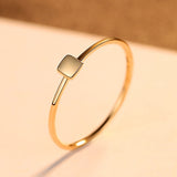 CZCITY Brand Real 14K Gold Wedding Rings for Women Simple Square Design Carving Au585 Male Female Yellow Gold Fine Jewelry Rings