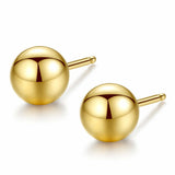 Luxury Brand Charm Authentic Pure 18k Yellow Gold 3-5mm Round Bead Stud Earrings For Women Daily Wear Earring Jewelry