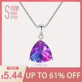 CZCITY Rainbow GemSton Pendant 5.79ct Mystic Purple Rainbow Fire Topaz 925 Sterling Silver Necklaces & Pendants Women Jewelry